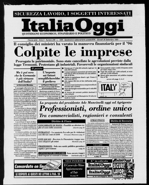 Italia oggi : quotidiano di economia finanza e politica